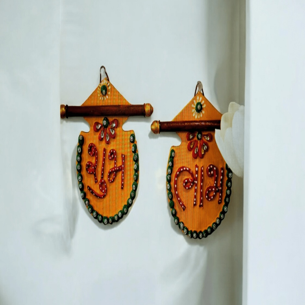 Wooden Kundan Matki Style Hanging Shubh Labh