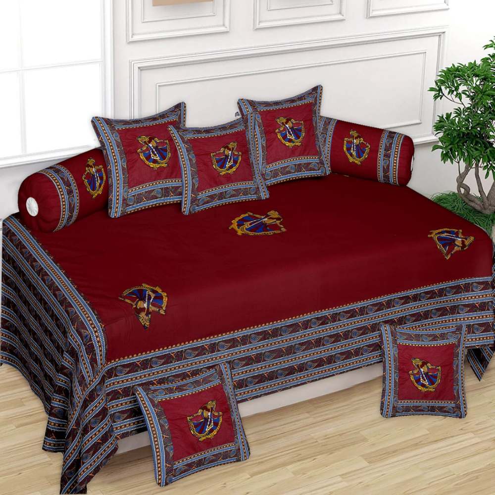 Patchwork Diwan Set Maroon